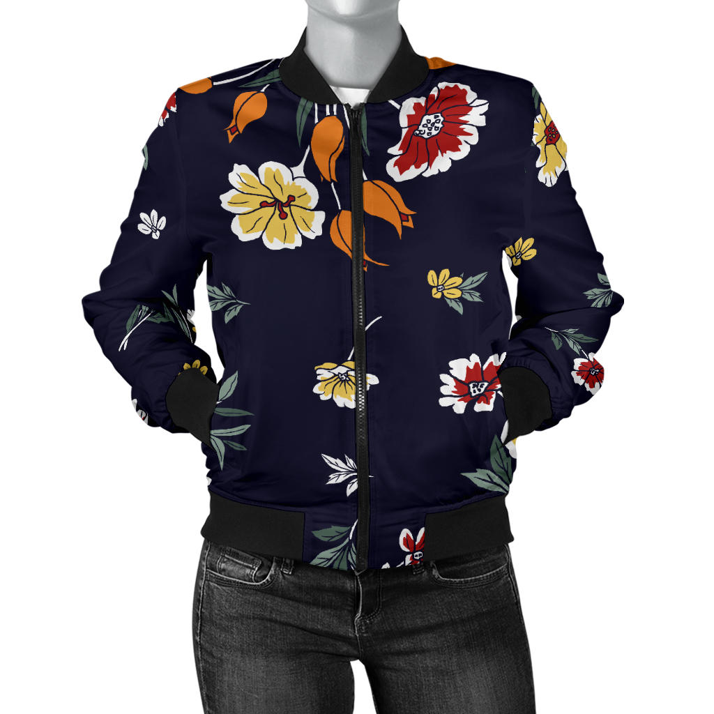Summer Floral Pattern Print Design SF01 Women Bomber Jacket