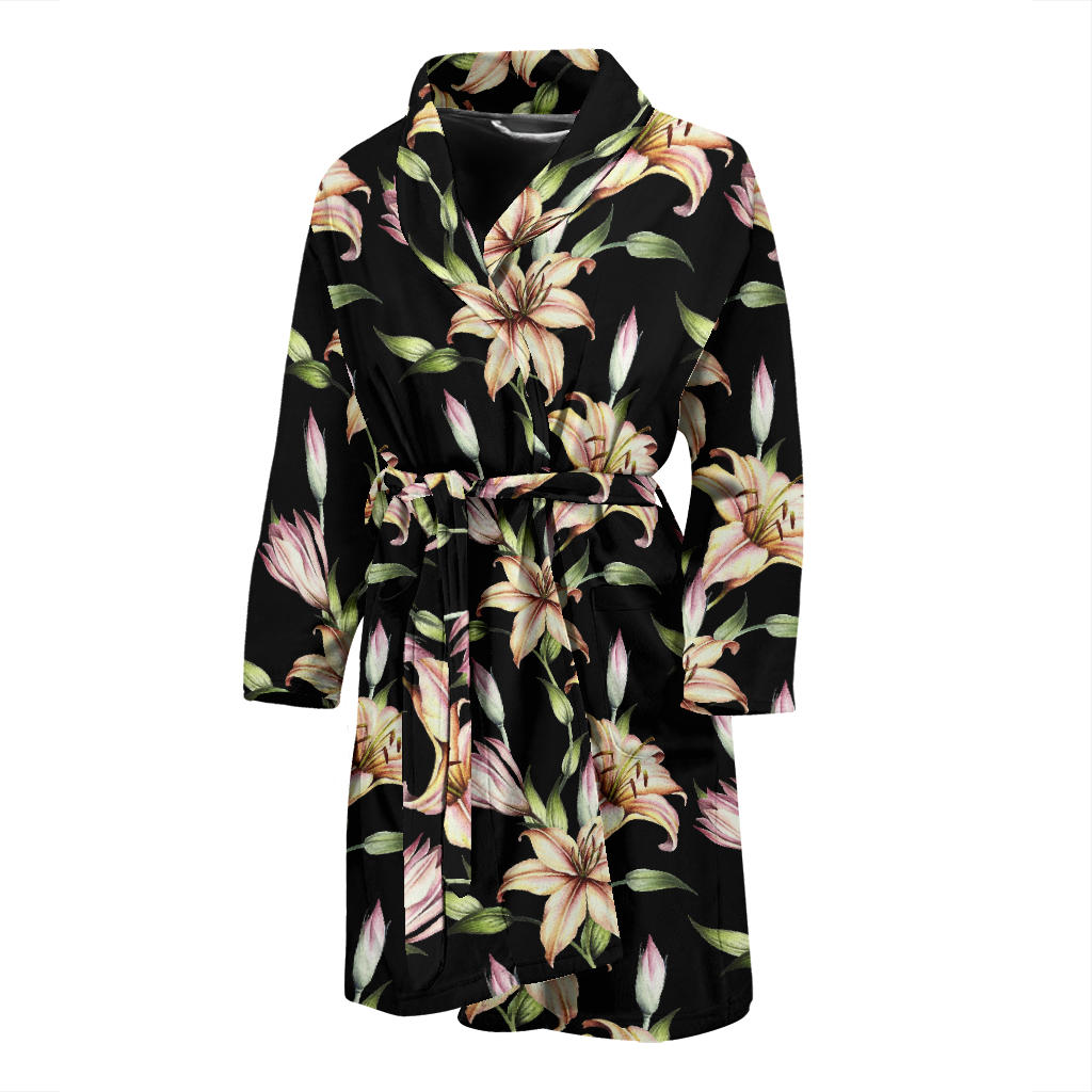 Lily Pattern Print Design LY05 Men Bathrobe