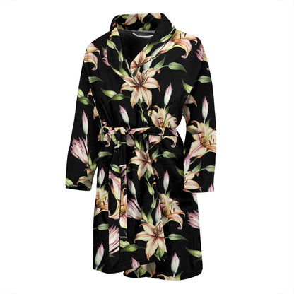 Lily Pattern Print Design LY05 Men Bathrobe