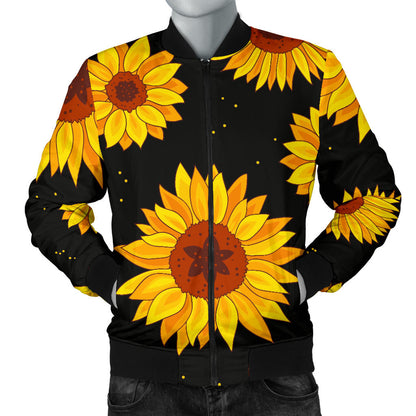 Sunflower Pattern Print Design SF09 Men Bomber Jacket