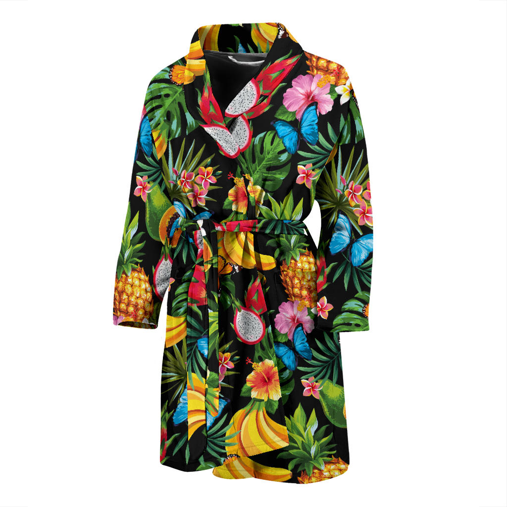 Tropical Fruits Pattern Print Design TF04 Men Bathrobe