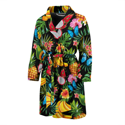 Tropical Fruits Pattern Print Design TF04 Men Bathrobe
