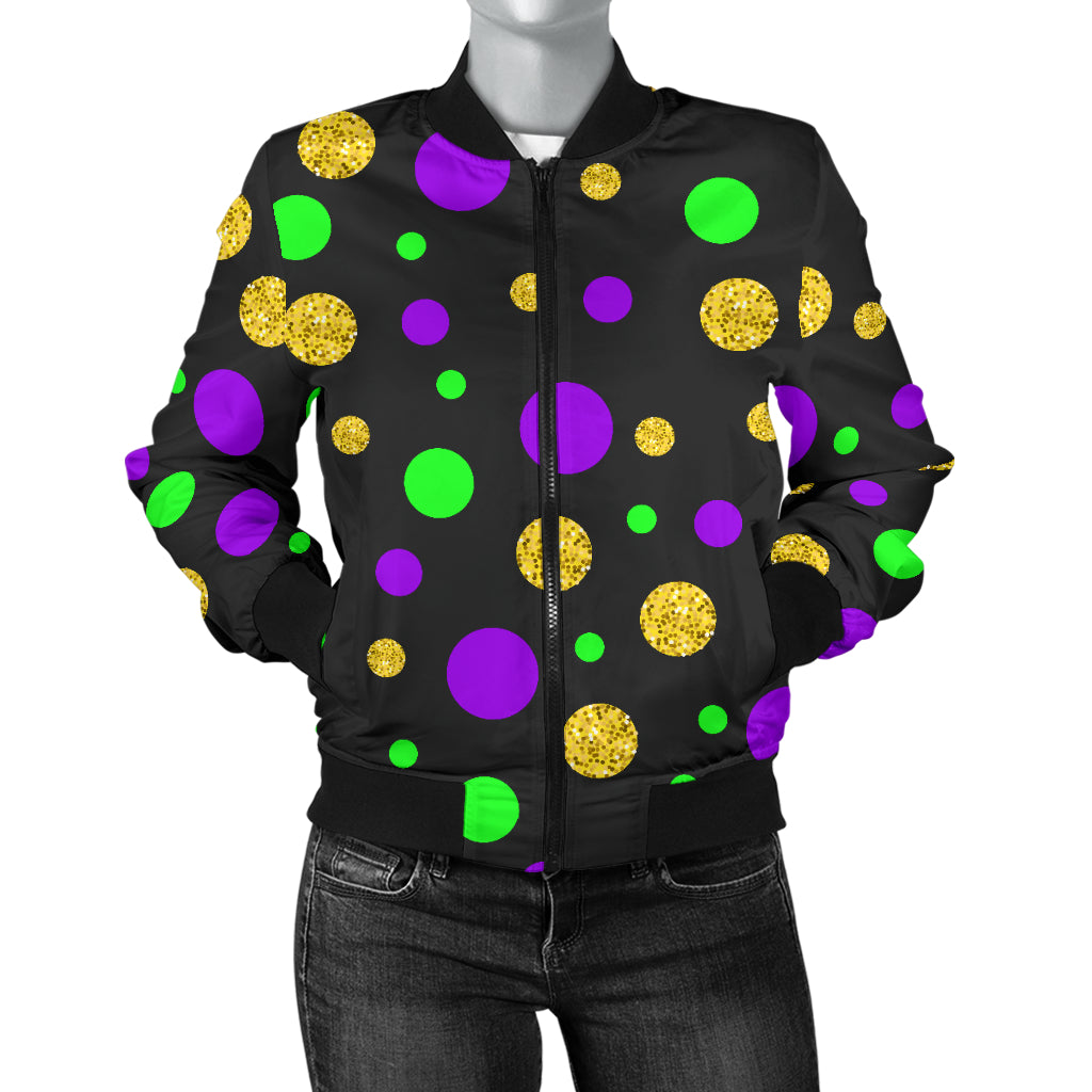 Mardi Gras Pattern Print Design 07 Women's Bomber Jacket