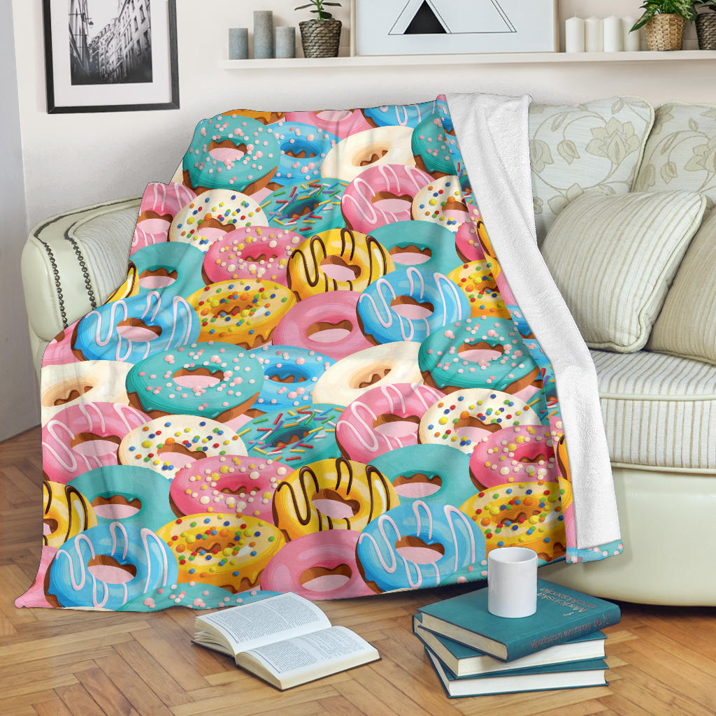 Donut Pattern Print Design DN01 Fleece Blanket
