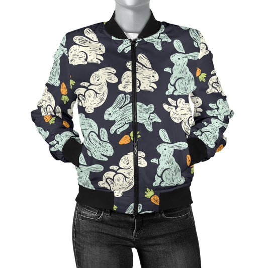 Bunny Pattern Print Design 04 Women's Bomber Jacket