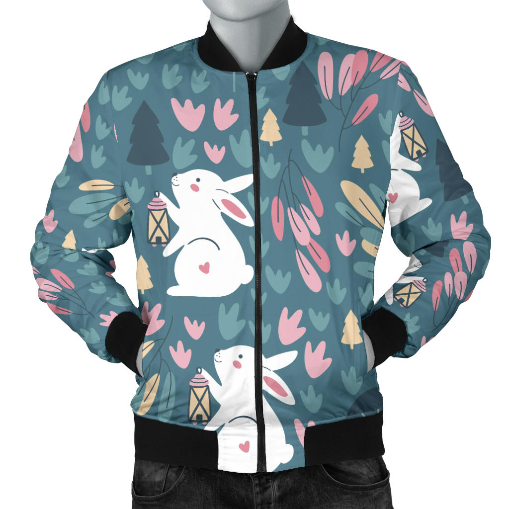 Rabbit Pattern Print Design RB013 Men Bomber Jacket