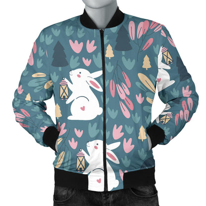 Rabbit Pattern Print Design RB013 Men Bomber Jacket