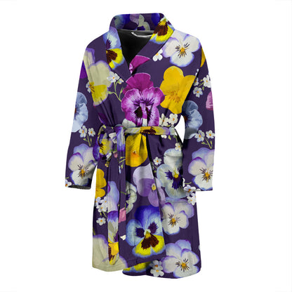 Pansy Pattern Print Design PS02 Men Bathrobe