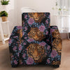 Tiger Head Floral Armchair Slipcover