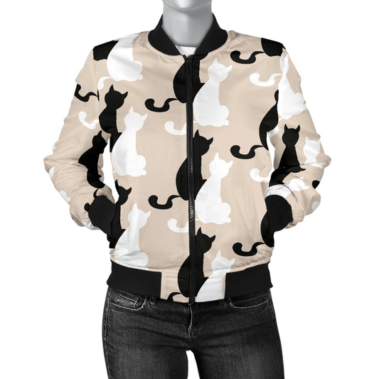Cat Pattern Print Design 04 Women's Bomber Jacket