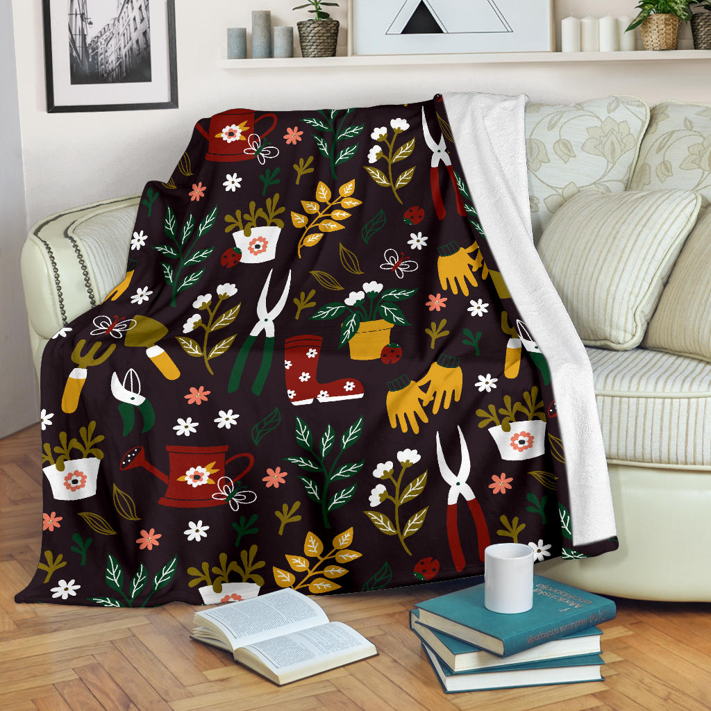 Gardening Pattern Print Design G05 Fleece Blanket