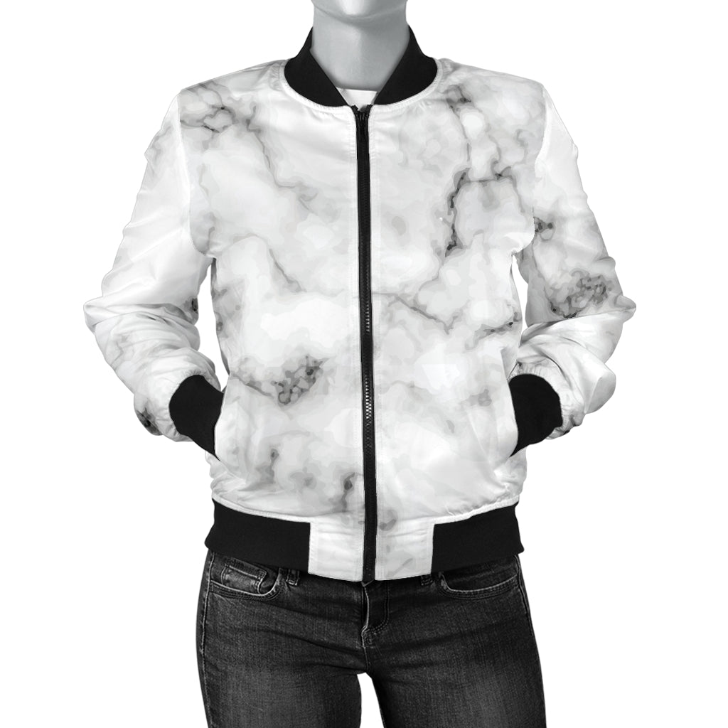 Marble Pattern Print Design 01 Women's Bomber Jacket