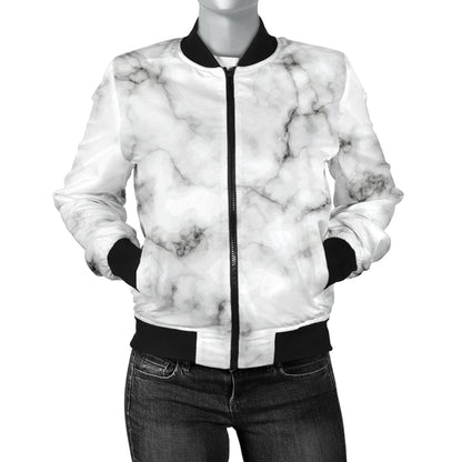 Marble Pattern Print Design 01 Women's Bomber Jacket