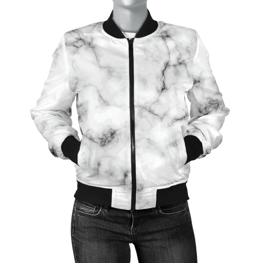 Marble Pattern Print Design 01 Women's Bomber Jacket