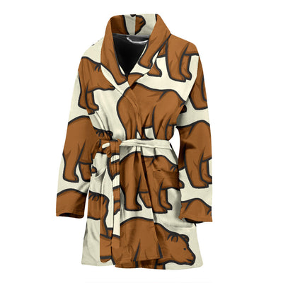 Bear Pattern Print Design BE05 Women Bathrobe