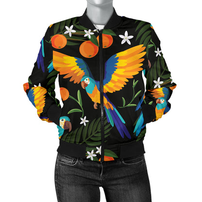 Macaw Pattern Print Design 03 Women's Bomber Jacket