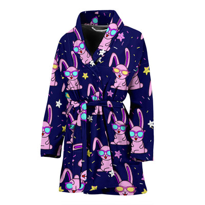 Rabbit Baby Pattern Print Design RB015 Women Bathrobe