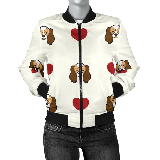 Cavalier King Charles Spaniels Pattern Print Design 01 Women's Bomber Jacket