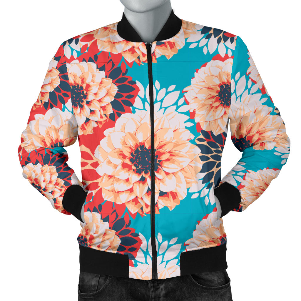 Dahlia Pattern Print Design DH05 Men Bomber Jacket