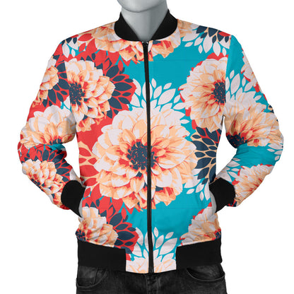 Dahlia Pattern Print Design DH05 Men Bomber Jacket