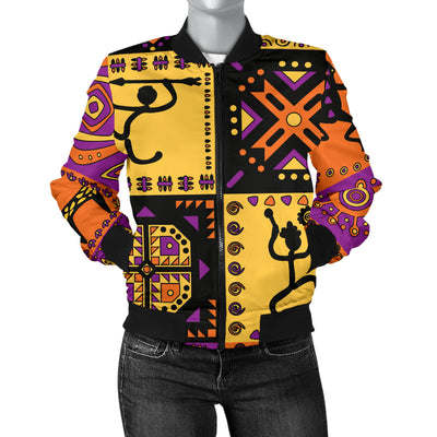 African Pattern Print Design 02 Women's Bomber Jacket