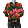 Amaryllis Pattern Print Design AL01 Women Bomber Jacket