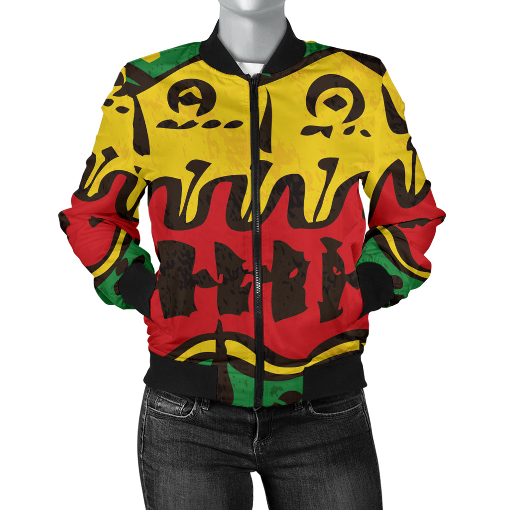 Rasta Pattern Print Design A01 Women's Bomber Jacket