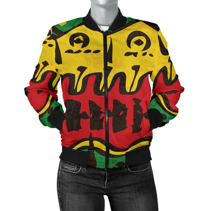 Rasta Pattern Print Design A01 Women's Bomber Jacket