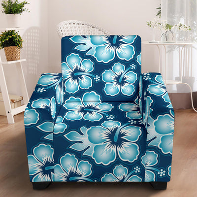 Blue Hibiscus Pattern Print Design HB011 Armchair Slipcover