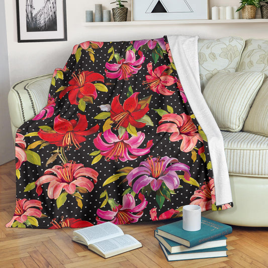 Lily Pattern Print Design LY012 Fleece Blanket