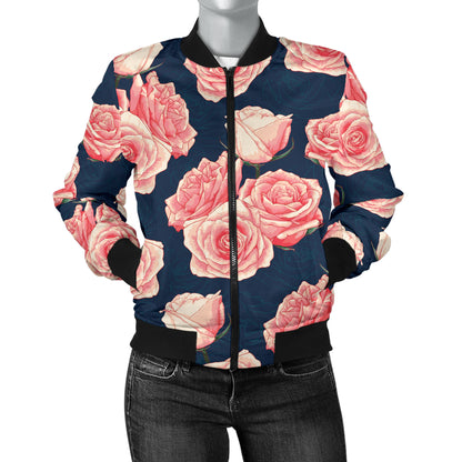 Rose Pattern Print Design A03 Women's Bomber Jacket