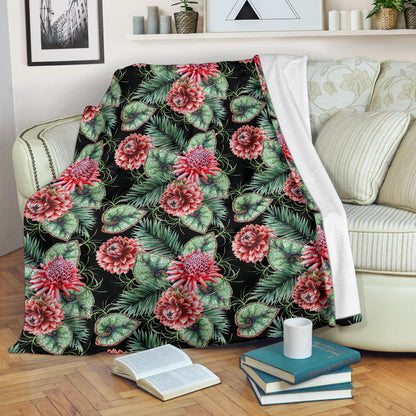 Dahlia Pattern Print Design DH06 Fleece Blanket