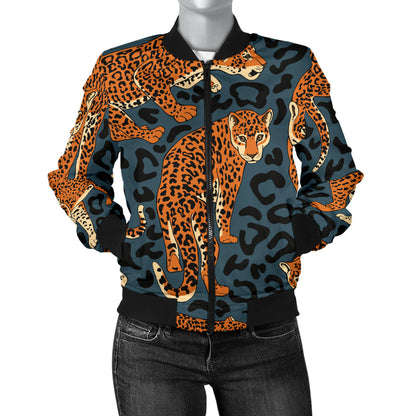 Jaguar Pattern Print Design 04 Women's Bomber Jacket