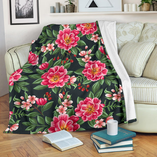 Summer Floral Pattern Print Design SF06 Fleece Blanket