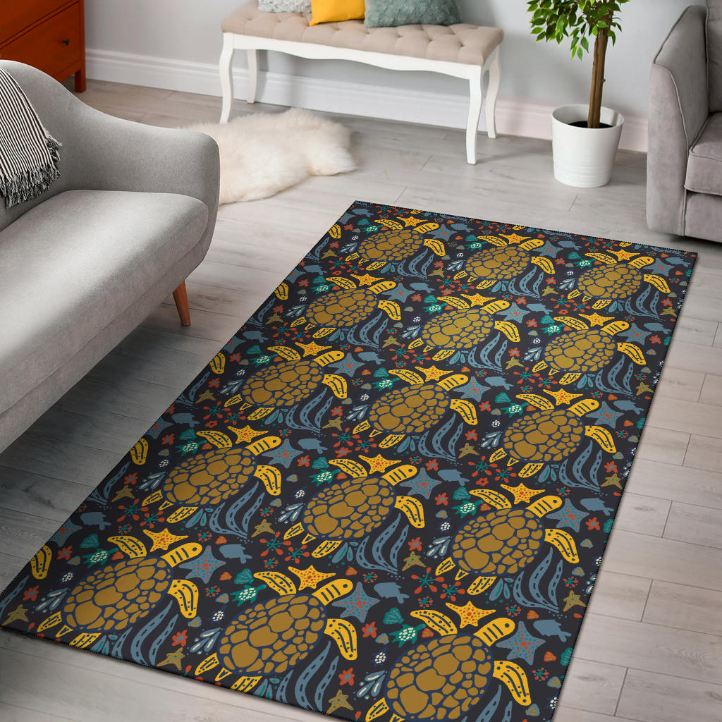 Sea Turtle Pattern Print Design T03 Area Rugs