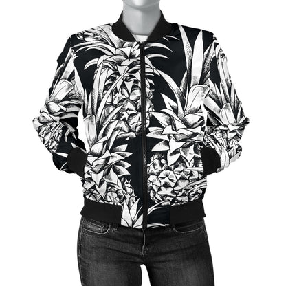Pineapple Pattern Print Design PP08 Women Bomber Jacket