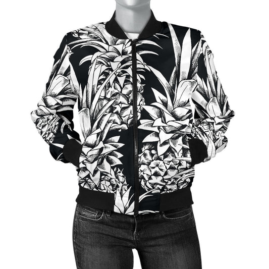 Pineapple Pattern Print Design PP08 Women Bomber Jacket