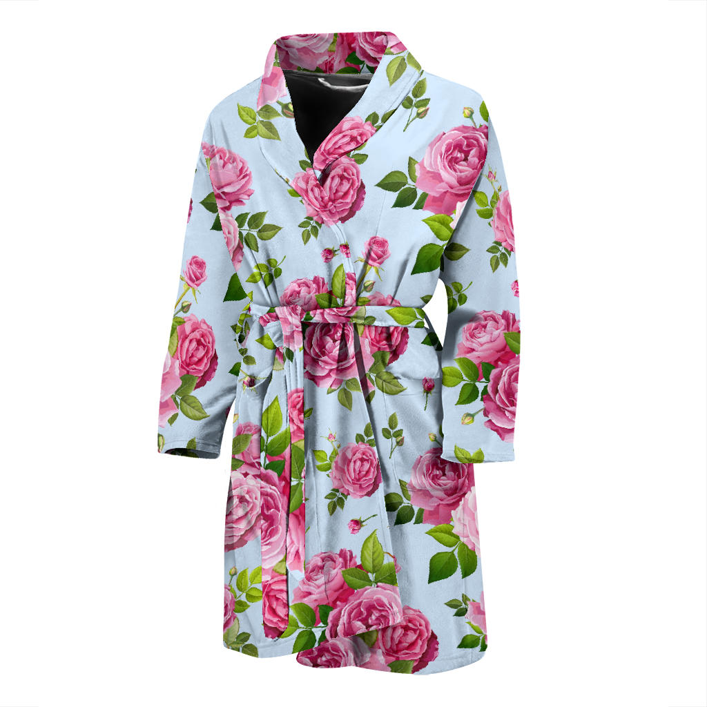 Rose Pink Pattern Print Design RO08 Men Bathrobe