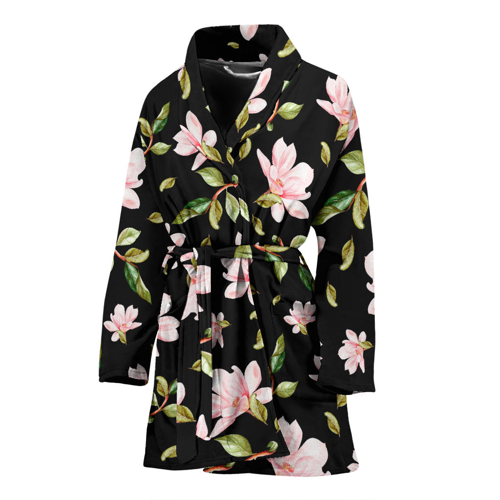 Magnolia Pattern Print Design MAG01 Women Bathrobe