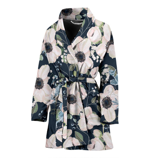 Anemone Pattern Print Design AM02 Women Bathrobe