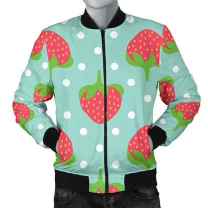 Strawberry Pattern Print Design SB06 Men Bomber Jacket