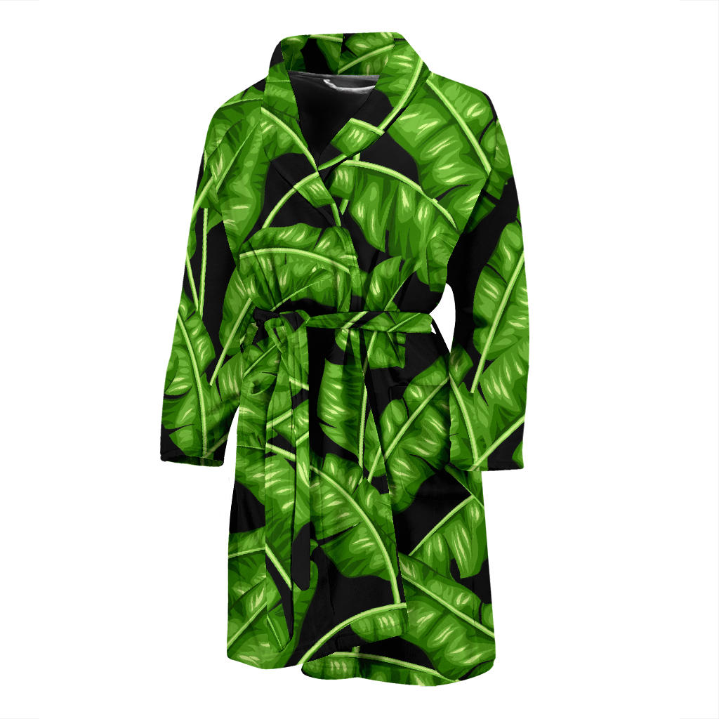 Banana Leaf Pattern Print Design BL01 Men Bathrobe