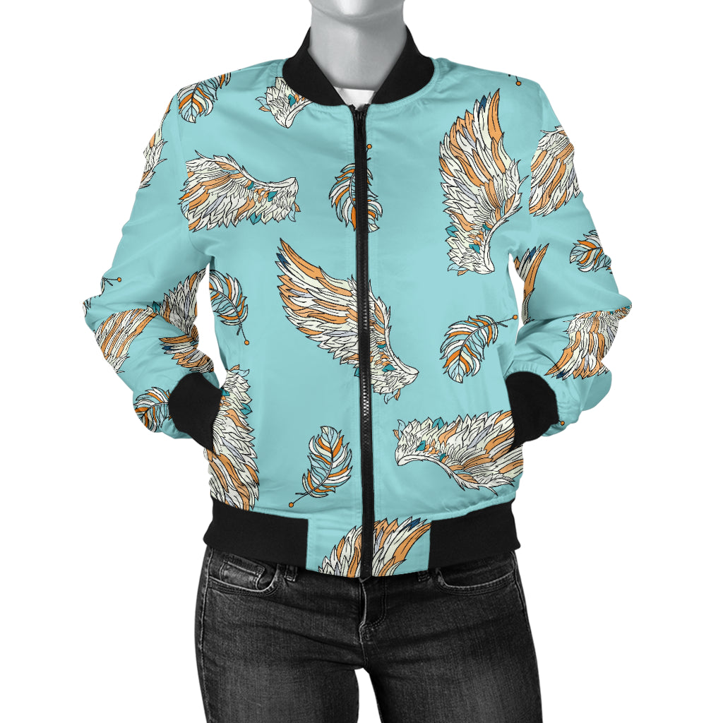 Angel Wings Pattern Print Design 03 Women's Bomber Jacket