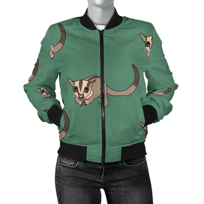 Sugar Glider Pattern Print Design 01 Women's Bomber Jacket