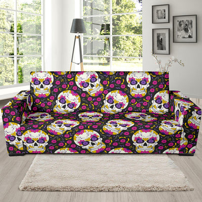 sugar skull Floral Pattern Sofa Slipcover