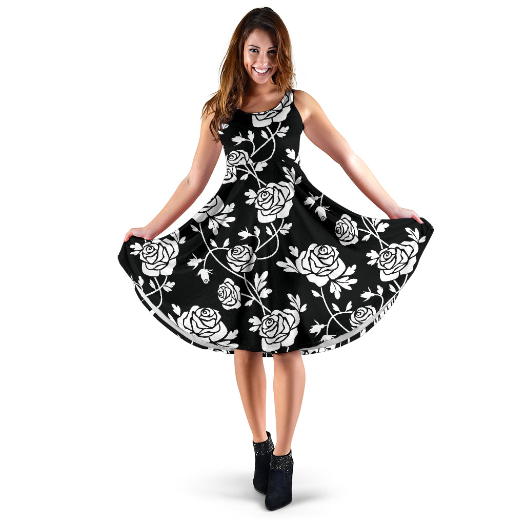 Rose Pattern Print Design RO013 Midi Dress