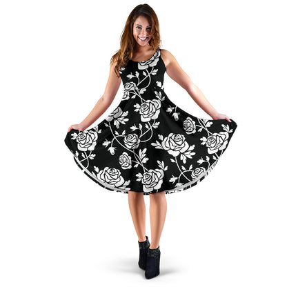 Rose Pattern Print Design RO013 Midi Dress