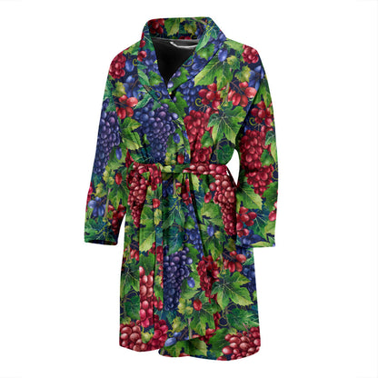 Grape Pattern Print Design GP02 Men Bathrobe