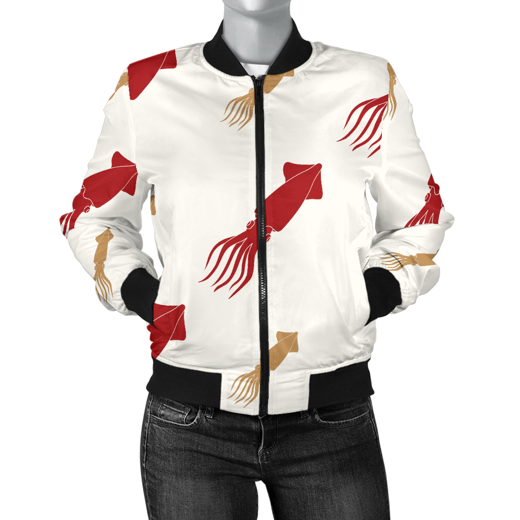 Giant Squid Pattern Print Design 01 Women's Bomber Jacket