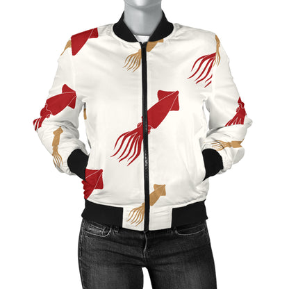Giant Squid Pattern Print Design 01 Women's Bomber Jacket